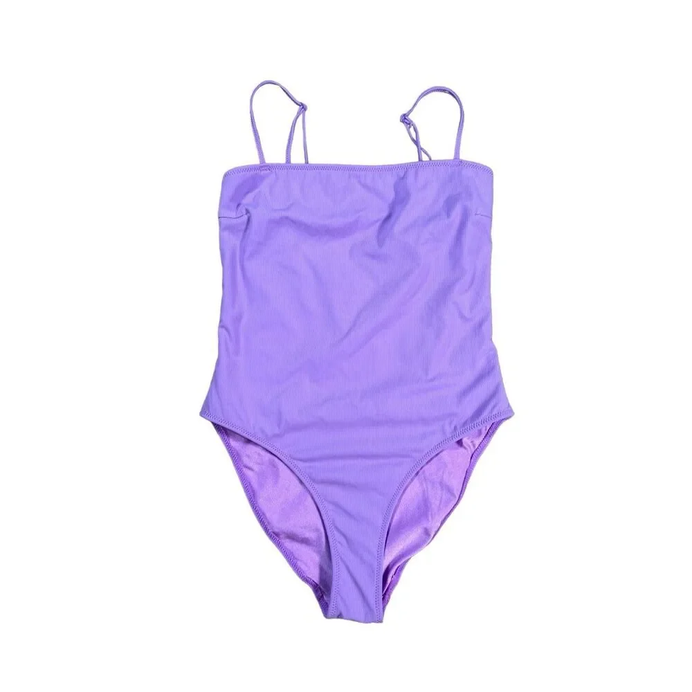 triangl swimwear lavender purple ribbed one piece swimsuit square neckline XS